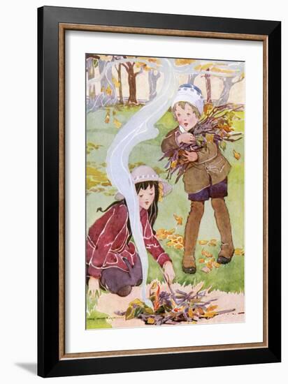 Two Children Tend to a Fire-Anne Anderson-Framed Art Print