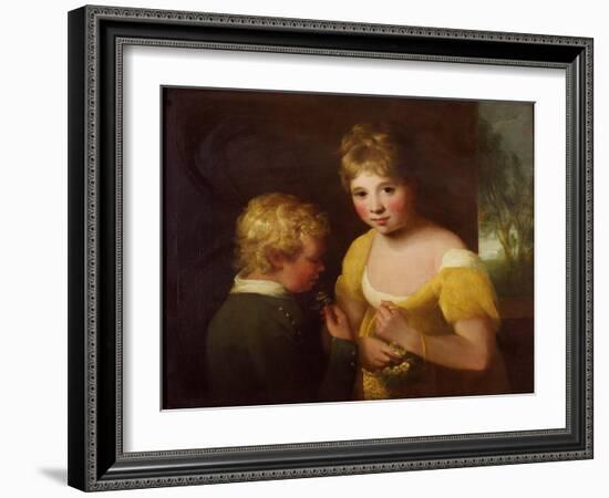 Two Children with a Basket of Flowers-William Tate-Framed Giclee Print