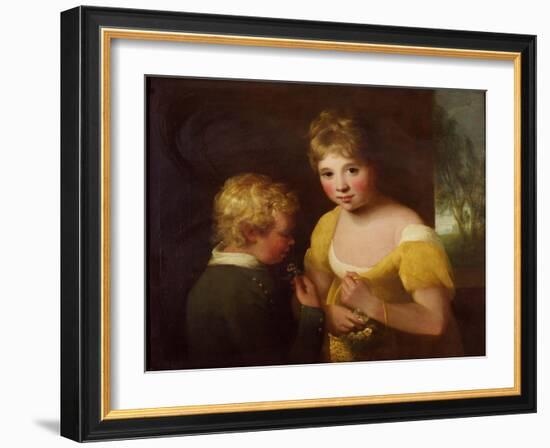 Two Children with a Basket of Flowers-William Tate-Framed Giclee Print