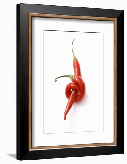 Two Chillies on White Background-Marc O^ Finley-Framed Photographic Print