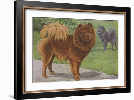 Two Chow Dogs Standing-Louis Agassiz Fuertes-Framed Art Print