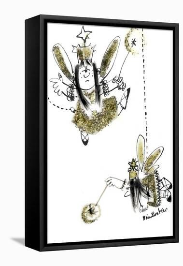 Two Christmas Fairies 1-Brenda Brin Booker-Framed Premier Image Canvas