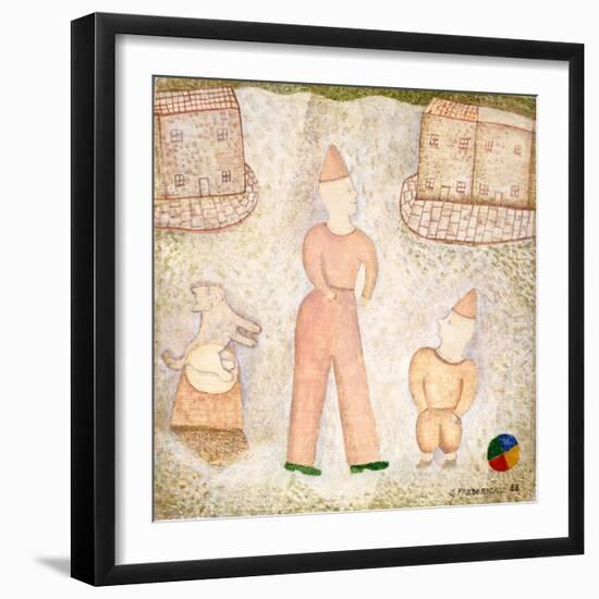 Two Clowns and Houses, 1988-George Fredericks-Framed Giclee Print