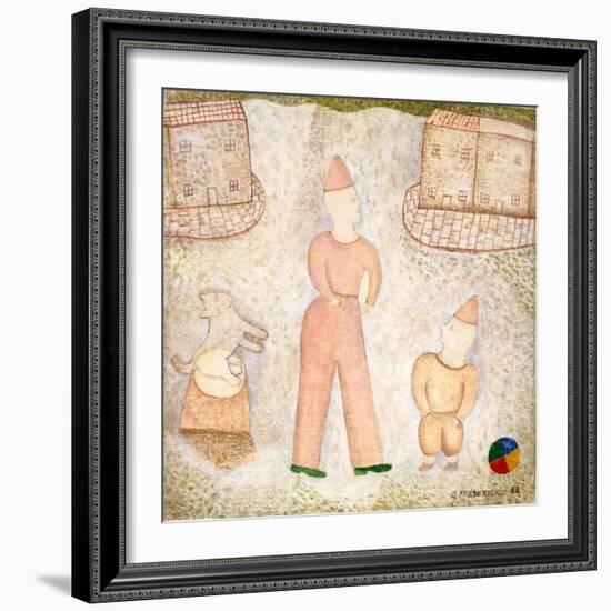 Two Clowns and Houses, 1988-George Fredericks-Framed Giclee Print