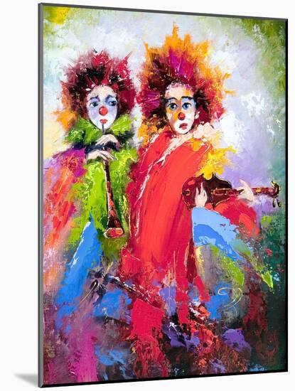 Two Clowns With A Violin And A Pipe-balaikin2009-Mounted Art Print