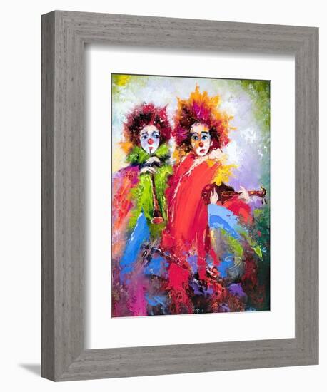 Two Clowns With A Violin And A Pipe-balaikin2009-Framed Premium Giclee Print