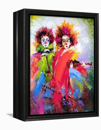 Two Clowns With A Violin And A Pipe-balaikin2009-Framed Stretched Canvas