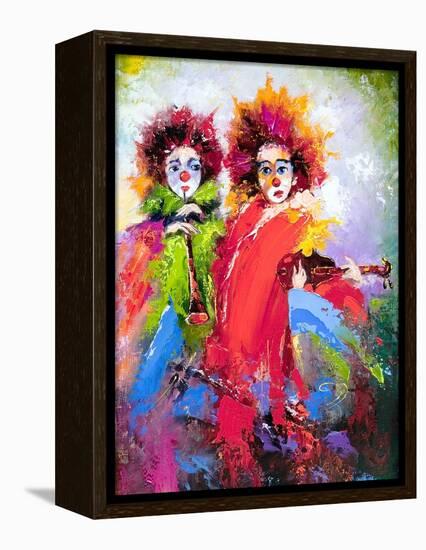 Two Clowns With A Violin And A Pipe-balaikin2009-Framed Stretched Canvas