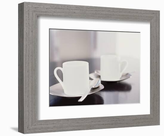 Two coffee cups on a table-null-Framed Photographic Print