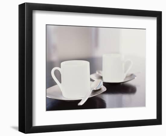 Two coffee cups on a table-null-Framed Photographic Print