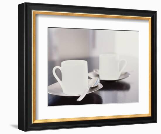 Two coffee cups on a table-null-Framed Photographic Print