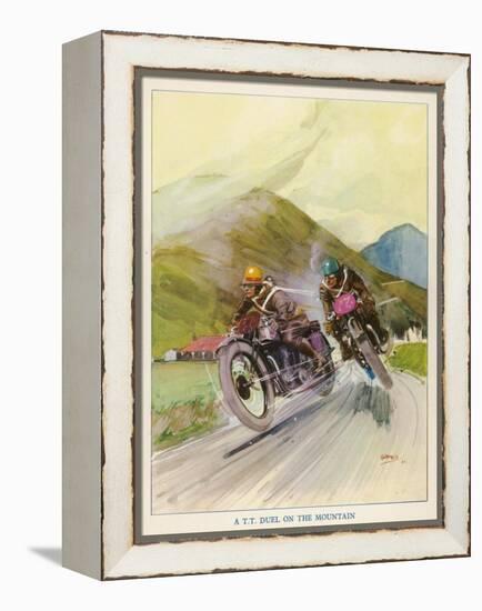 Two Competitors in the Tourist Trophy Race Fight It out Amid the Hills of the Isle of Man-Grimes-Framed Premier Image Canvas