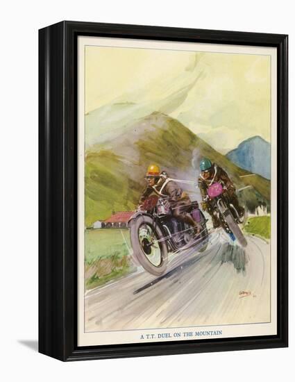 Two Competitors in the Tourist Trophy Race Fight It out Amid the Hills of the Isle of Man-Grimes-Framed Premier Image Canvas