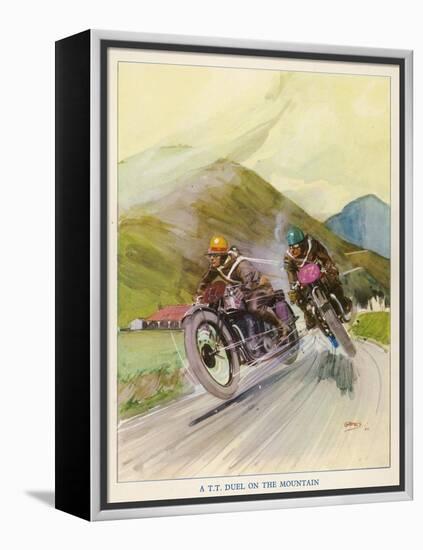 Two Competitors in the Tourist Trophy Race Fight It out Amid the Hills of the Isle of Man-Grimes-Framed Premier Image Canvas