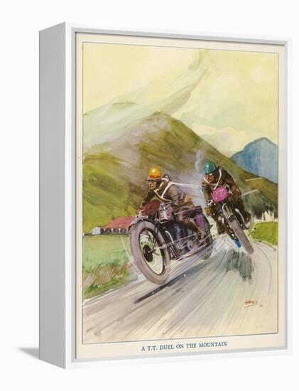 Two Competitors in the Tourist Trophy Race Fight It out Amid the Hills of the Isle of Man-Grimes-Framed Premier Image Canvas