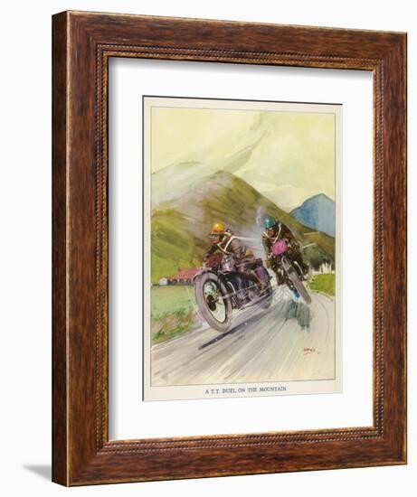 Two Competitors in the Tourist Trophy Race Fight It out Amid the Hills of the Isle of Man-Grimes-Framed Photographic Print