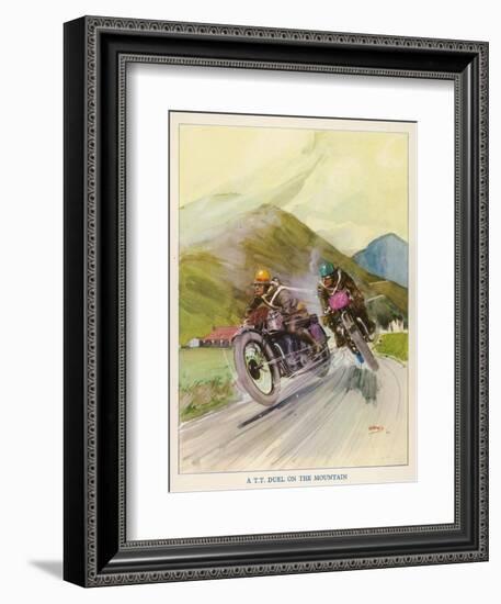 Two Competitors in the Tourist Trophy Race Fight It out Amid the Hills of the Isle of Man-Grimes-Framed Photographic Print