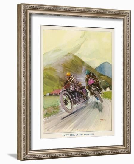 Two Competitors in the Tourist Trophy Race Fight It out Amid the Hills of the Isle of Man-Grimes-Framed Photographic Print