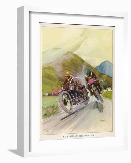 Two Competitors in the Tourist Trophy Race Fight It out Amid the Hills of the Isle of Man-Grimes-Framed Photographic Print