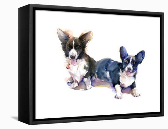 Two Corgis, 2015-John Keeling-Framed Premier Image Canvas