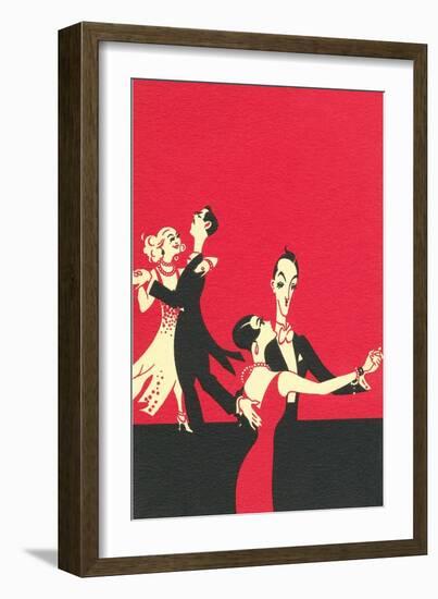 Two Couples Ballroom Dancing-null-Framed Art Print