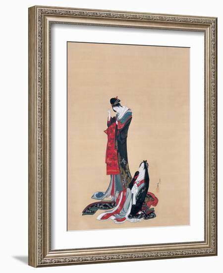 Two courtesans. Edo Period, ca. 1805-Katsushika Hokusai-Framed Giclee Print