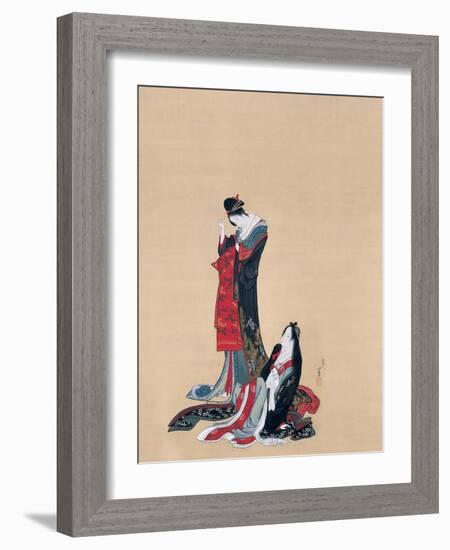 Two courtesans. Edo Period, ca. 1805-Katsushika Hokusai-Framed Giclee Print