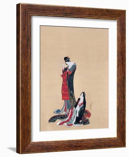 Two courtesans. Edo Period, ca. 1805-Katsushika Hokusai-Framed Giclee Print