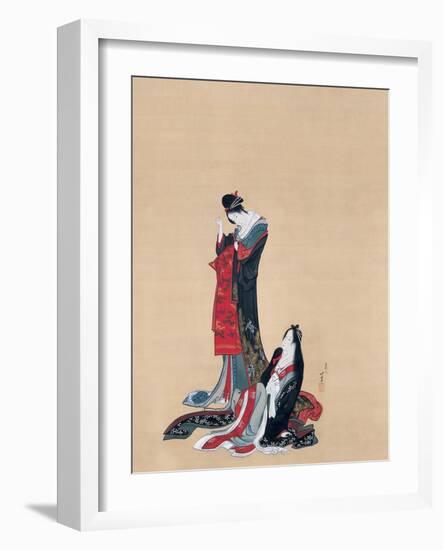 Two courtesans. Edo Period, ca. 1805-Katsushika Hokusai-Framed Giclee Print