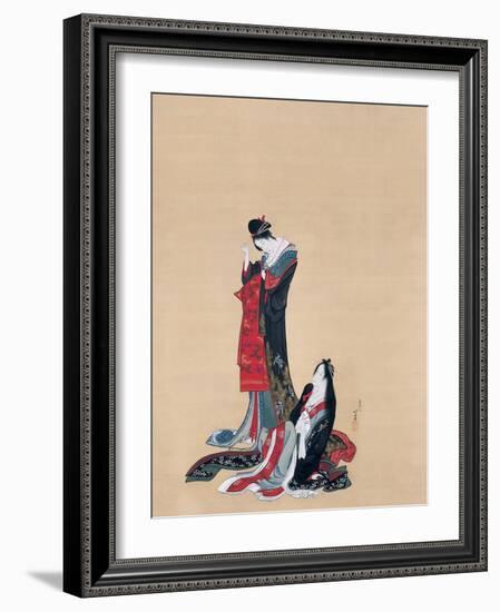 Two courtesans. Edo Period, ca. 1805-Katsushika Hokusai-Framed Giclee Print