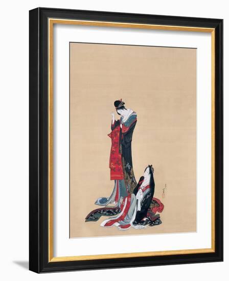 Two courtesans. Edo Period, ca. 1805-Katsushika Hokusai-Framed Giclee Print