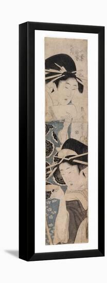 Two Courtesans, One with a Sake Cup, C.1795-1804-Kitagawa Kikumaro-Framed Premier Image Canvas