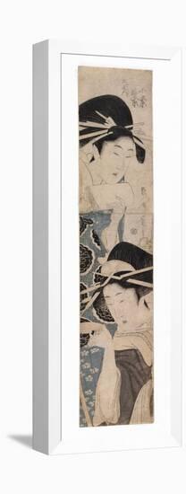 Two Courtesans, One with a Sake Cup, C.1795-1804-Kitagawa Kikumaro-Framed Premier Image Canvas