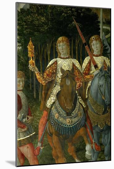Two courtiers carrying sword and a gift preceed Lorenzo il Magnifico.-Benozzo Gozzoli-Mounted Giclee Print