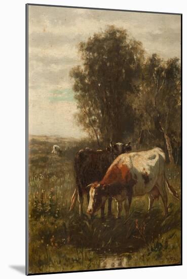 Two Cows in a Landscape-William Frederick Hulk-Mounted Giclee Print
