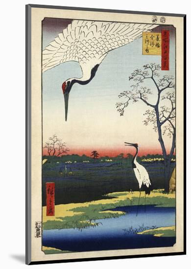 Two Cranes from Meisho Yedo Hiakkei (One Hundred Famous Views of Edo)-Ando Hiroshige-Mounted Giclee Print