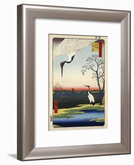 Two Cranes from Meisho Yedo Hiakkei (One Hundred Famous Views of Edo)-Ando Hiroshige-Framed Giclee Print