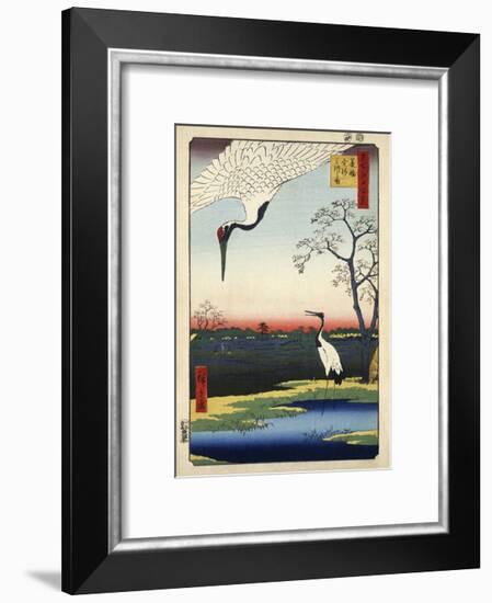 Two Cranes from Meisho Yedo Hiakkei (One Hundred Famous Views of Edo)-Ando Hiroshige-Framed Giclee Print