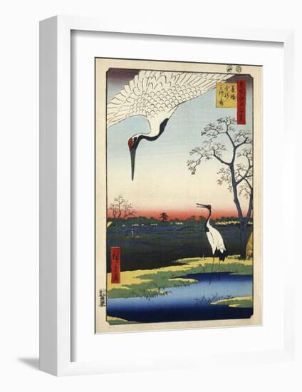 Two Cranes from Meisho Yedo Hiakkei (One Hundred Famous Views of Edo)-Ando Hiroshige-Framed Giclee Print