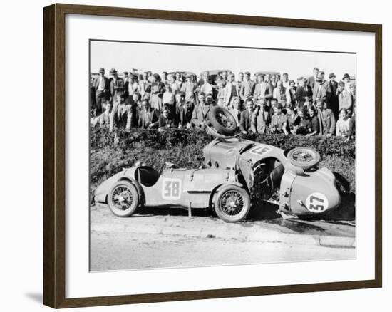 Two Crashed Cars from the Singer Nine Team, Possibly at a Ttrace, 1935-null-Framed Photographic Print