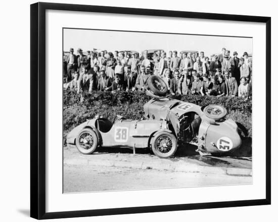 Two Crashed Cars from the Singer Nine Team, Possibly at a Ttrace, 1935-null-Framed Photographic Print