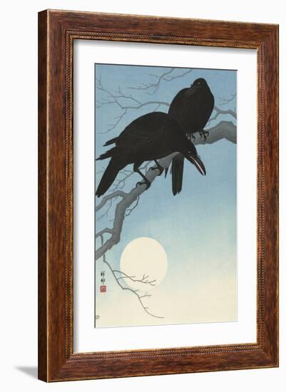 Two Crows on a Branch, 1927-Ohara Koson-Framed Art Print