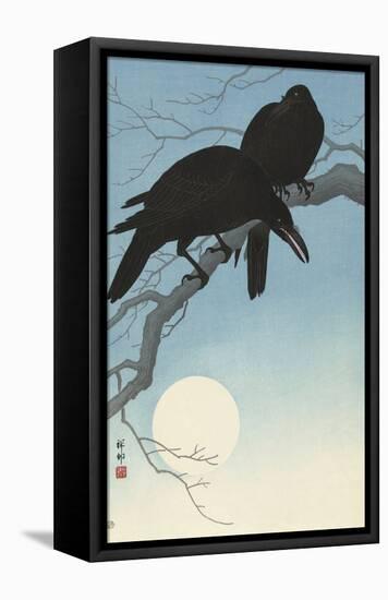 Two Crows on a Branch, 1927-Ohara Koson-Framed Stretched Canvas