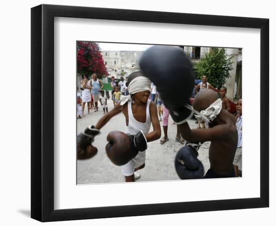 Two Cuban Boys Show Their Boxing Skills-null-Framed Photographic Print