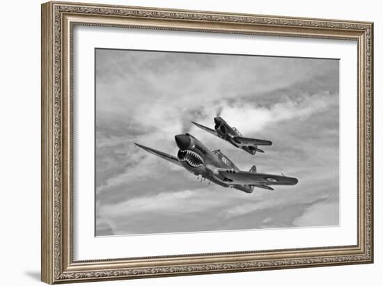 Two Curtiss P-40 Warhawks in Flight Near Nampa, Idaho-null-Framed Photographic Print