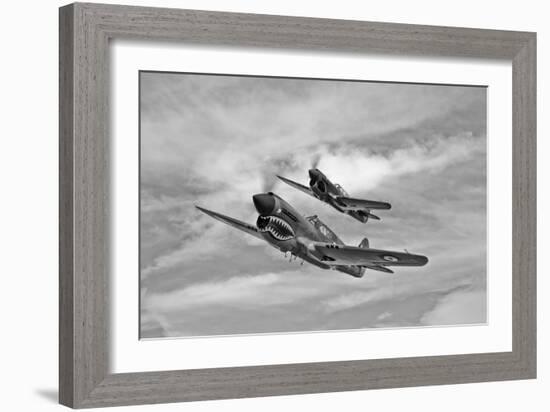 Two Curtiss P-40 Warhawks in Flight Near Nampa, Idaho-null-Framed Photographic Print