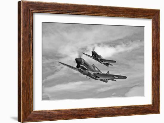 Two Curtiss P-40 Warhawks in Flight Near Nampa, Idaho-null-Framed Photographic Print