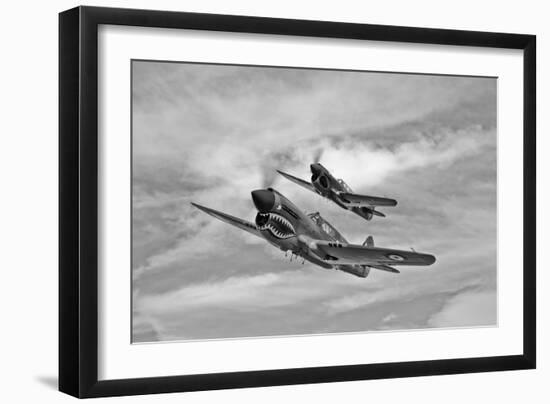 Two Curtiss P-40 Warhawks in Flight Near Nampa, Idaho-null-Framed Photographic Print