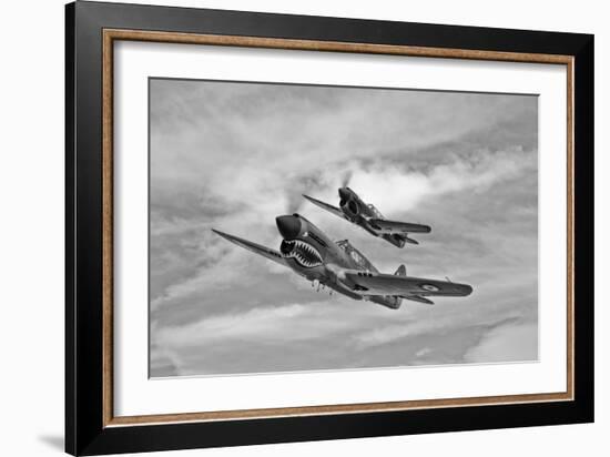 Two Curtiss P-40 Warhawks in Flight Near Nampa, Idaho-null-Framed Photographic Print