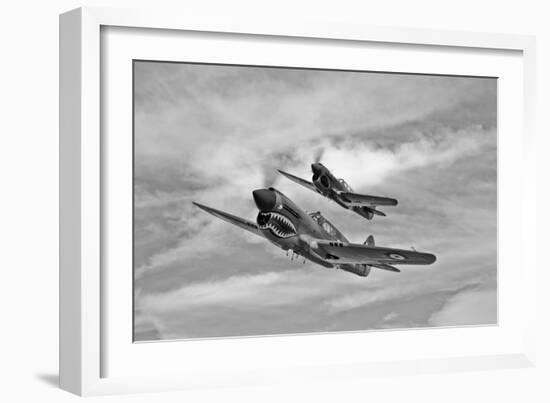 Two Curtiss P-40 Warhawks in Flight Near Nampa, Idaho-null-Framed Photographic Print